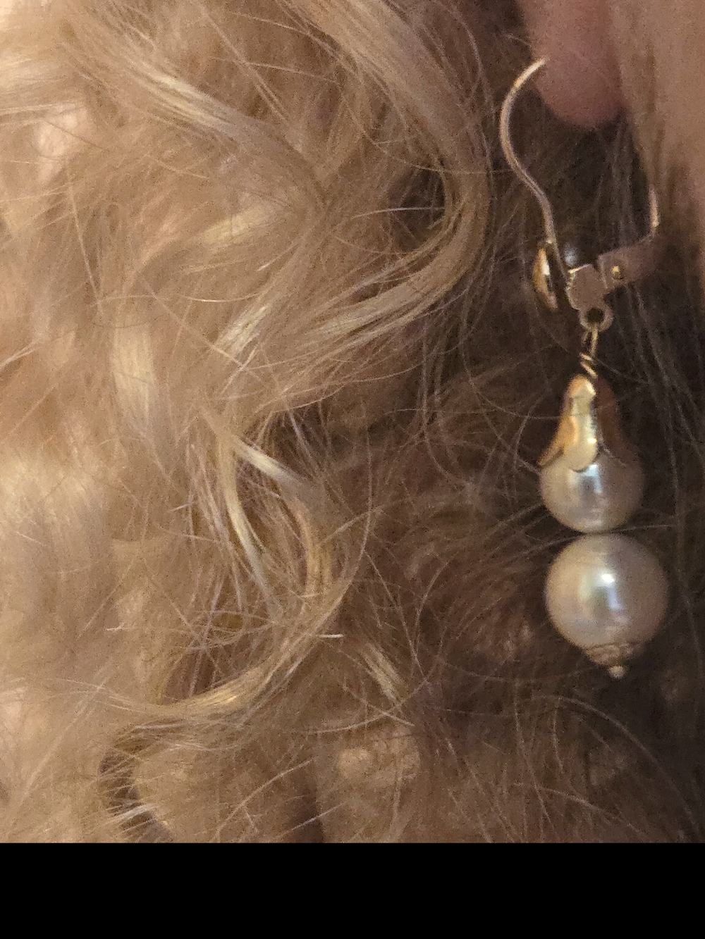14kt Solid Yellow Gold double Pearl Drop Earrings